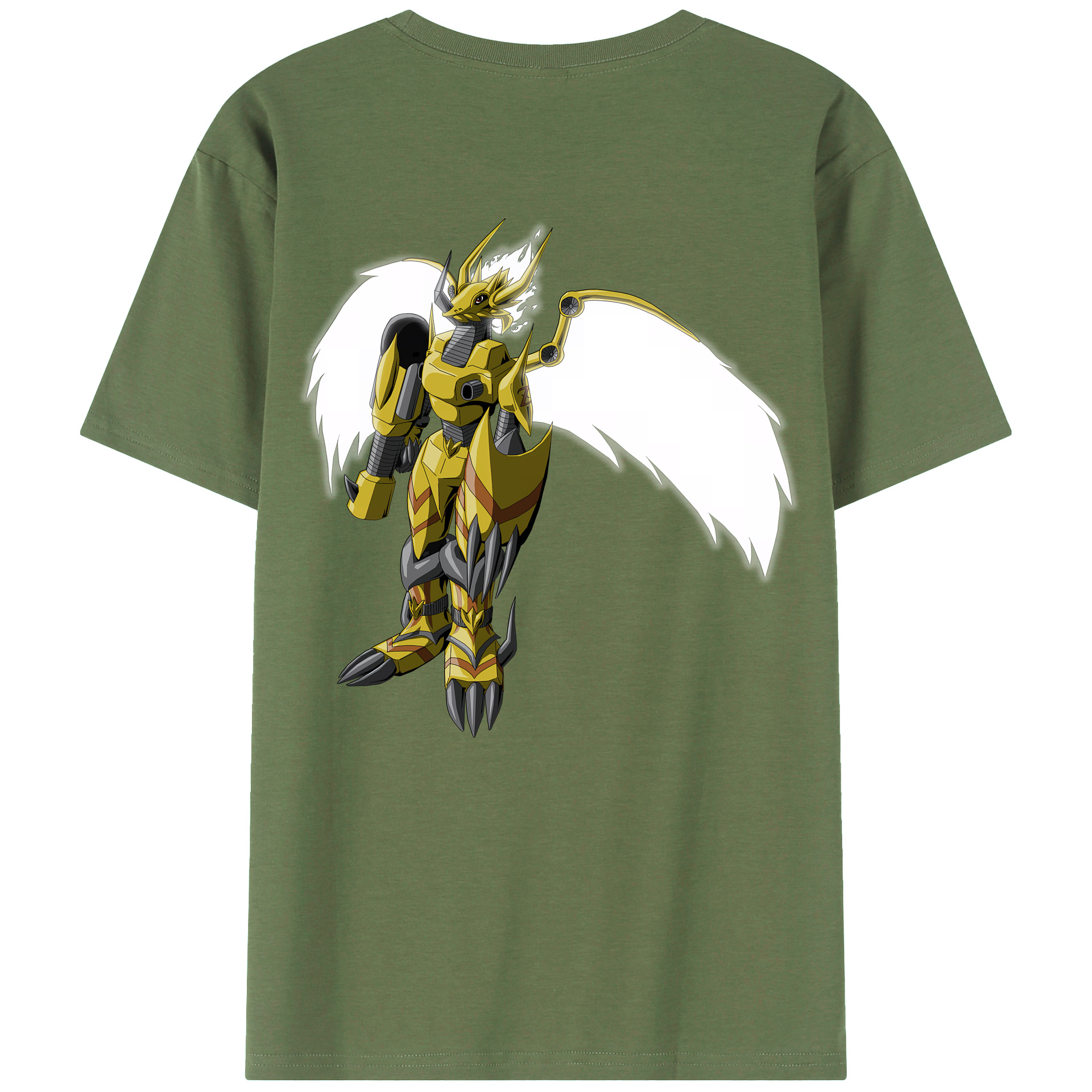 （画像用） Digimon デジタルモンスター/デジモン 綿100％ メンズ半袖Tシャツ（バックプリント） 通気性